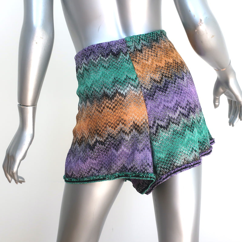 Missoni Mare Coverup Shorts Purple/Green Lurex Knit Size 42