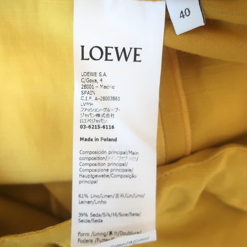 Loewe Colorblock Cutout Midi Dress Marigold Linen-Silk Size 40