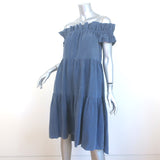 Ulla Johnson Olivia Off the Shoulder Tiered Dress Chambray Blue Size 0 NEW