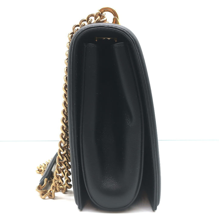 Dolce &amp; Gabbana Devotion Large Shoulder Bag Black Quilted Leather Crossbody NEW