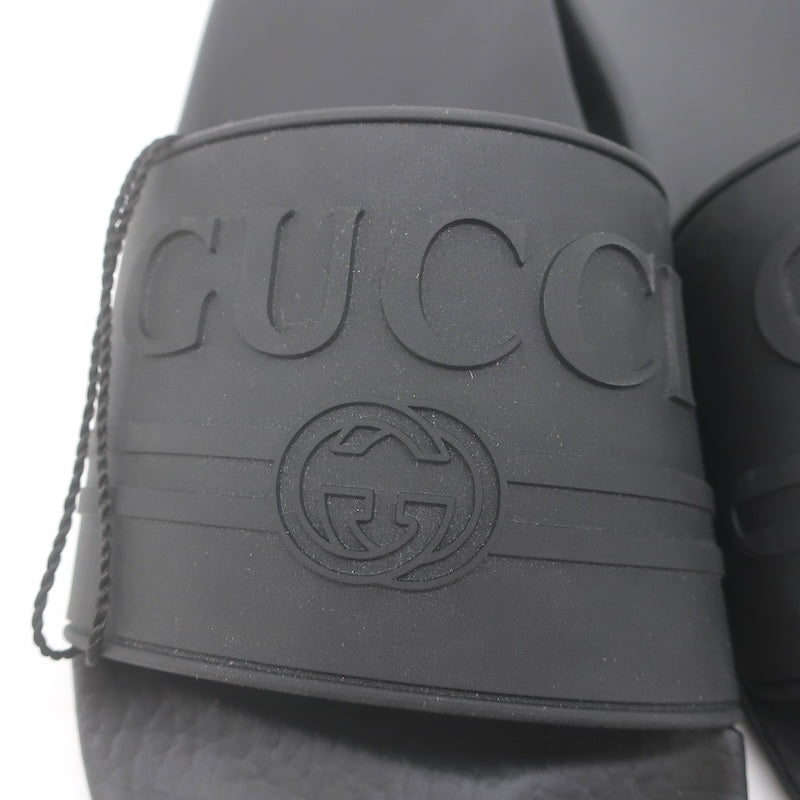 Gucci Pursuit Logo Pool Slide Sandals Black Size 39 NEW