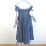 Ulla Johnson Olivia Off the Shoulder Tiered Dress Chambray Blue Size 0 NEW