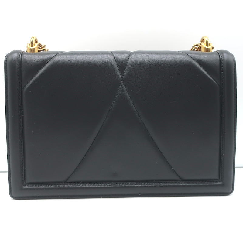 Dolce &amp; Gabbana Devotion Large Shoulder Bag Black Quilted Leather Crossbody NEW
