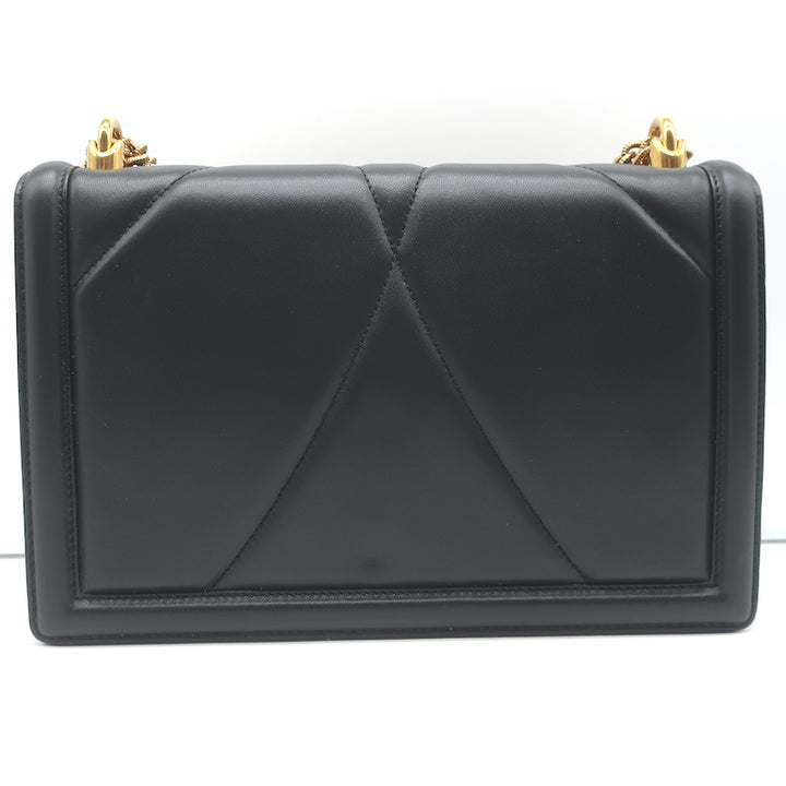 Dolce &amp; Gabbana Devotion Large Shoulder Bag Black Quilted Leather Crossbody NEW