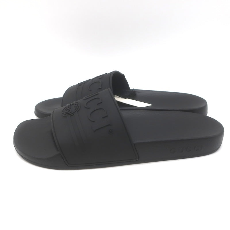 Gucci Pursuit Logo Pool Slide Sandals Black Size 39 NEW