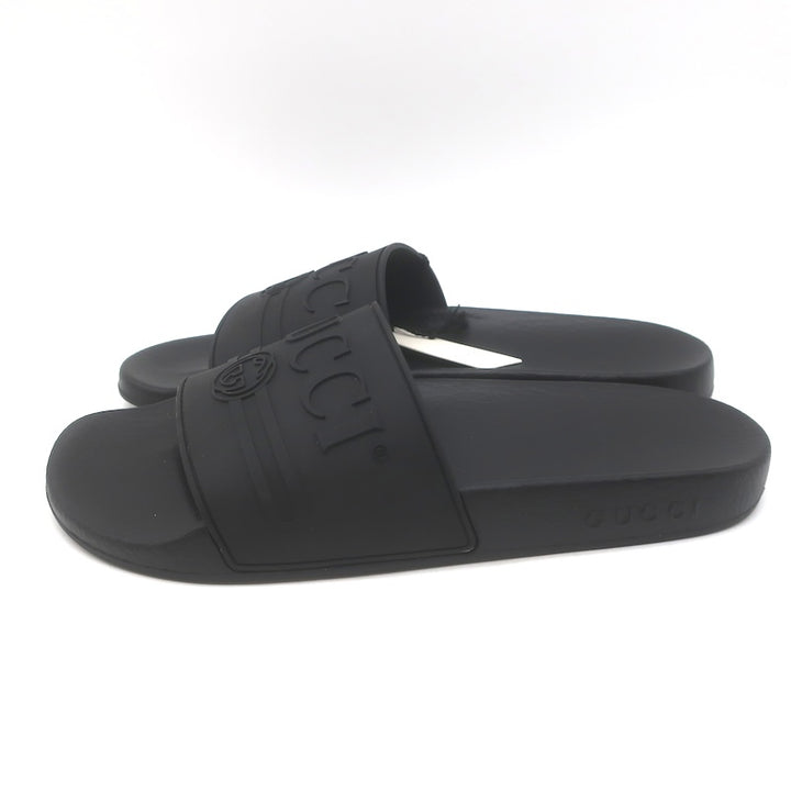 Gucci Pursuit Logo Pool Slide Sandals Black Size 39 NEW