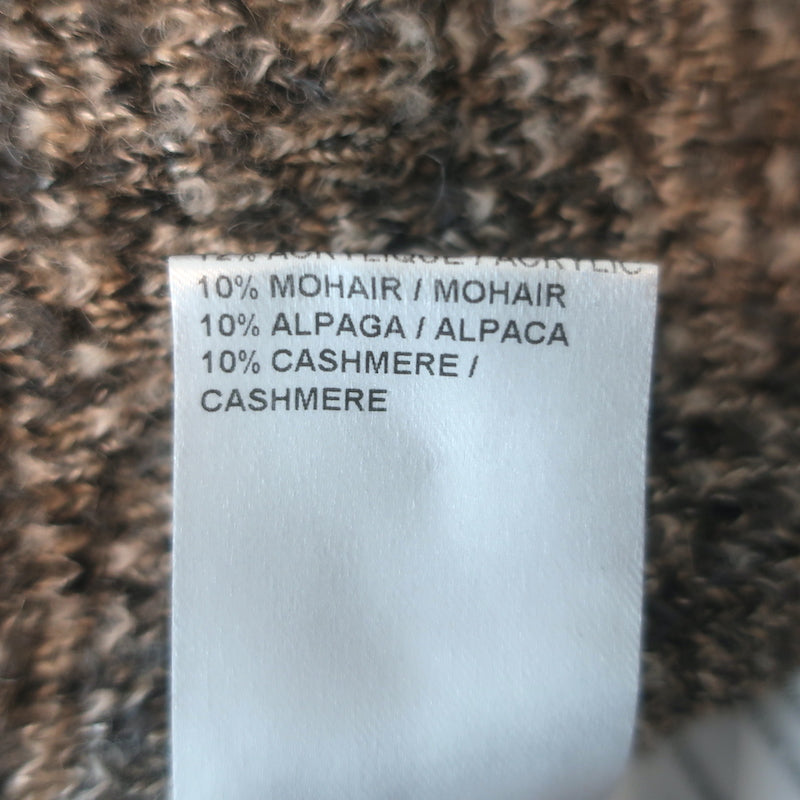 Chloe fringed boucle knit sweater coat in gray-beige wool-blend, size XS, authentic pre-owned luxury