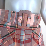 Zimmermann Lucky Belted Pants Pink Checked Cotton Size 0 NEW