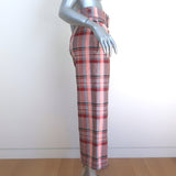 Zimmermann Lucky Belted Pants Pink Checked Cotton Size 0 NEW