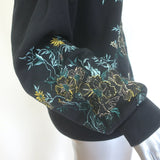 Dries Van Noten black floral-embroidered hoodie sweatshirt XS, pre-owned, authentic luxury