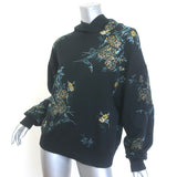 Dries Van Noten black floral-embroidered hoodie sweatshirt, authentic pre-owned luxury piece in gently worn condition