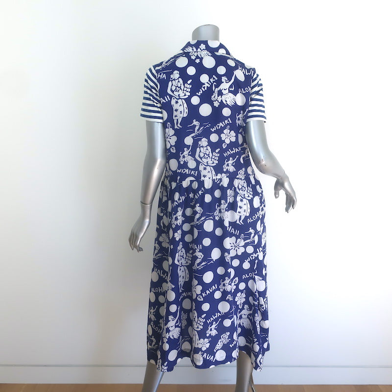 Comme des Garcons Hawaii Print Midi Shirt Dress Blue/White Size Extra Small