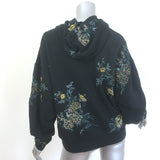 Dries Van Noten black floral-embroidered hoodie sweatshirt, pre-owned authentic luxury piece in excellent condition