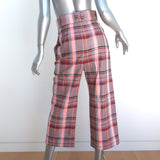 Zimmermann Lucky Belted Pants Pink Checked Cotton Size 0 NEW