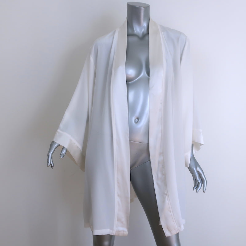 Helena Quinn Short Robe White Silk Charmeuse Size Large