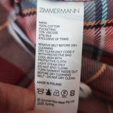 Zimmermann Lucky Belted Pants Pink Checked Cotton Size 0 NEW