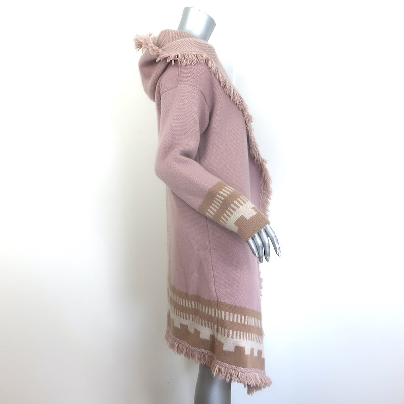 Fleetwood LA Stevie cashmere hooded blanket cardigan, soft pink — pre-owned and authenticated luxury knit, gently worn.