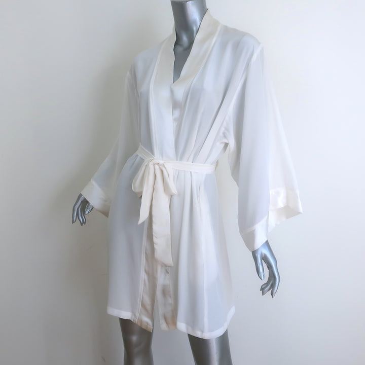 Helena Quinn Short Robe White Silk Charmeuse Size Large