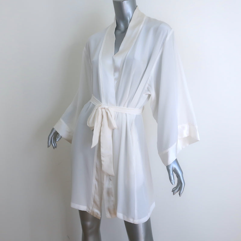 Helena Quinn Short Robe White Silk Charmeuse Size Medium