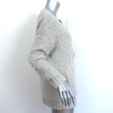 Michelle Mason Faux Pearl-Embellished Cardigan Gray Wool-Blend Size Petite