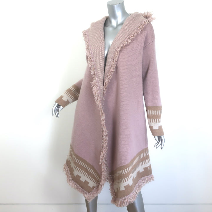 Fleetwood LA Stevie cashmere hooded blanket cardigan in soft pink, pre-owned, authentic luxury knit, size XS/S