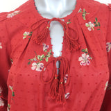 Ulla Johnson Clementine Tiered Midi Dress Red Floral Print Swiss Dot Size 2