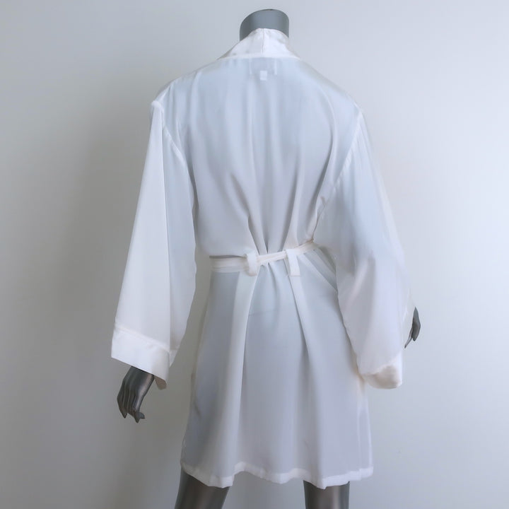 Helena Quinn Short Robe White Silk Charmeuse Size Large