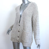 Michelle Mason Faux Pearl-Embellished Cardigan Gray Wool-Blend Size Petite