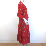 Ulla Johnson Clementine Tiered Midi Dress Red Floral Print Swiss Dot Size 2