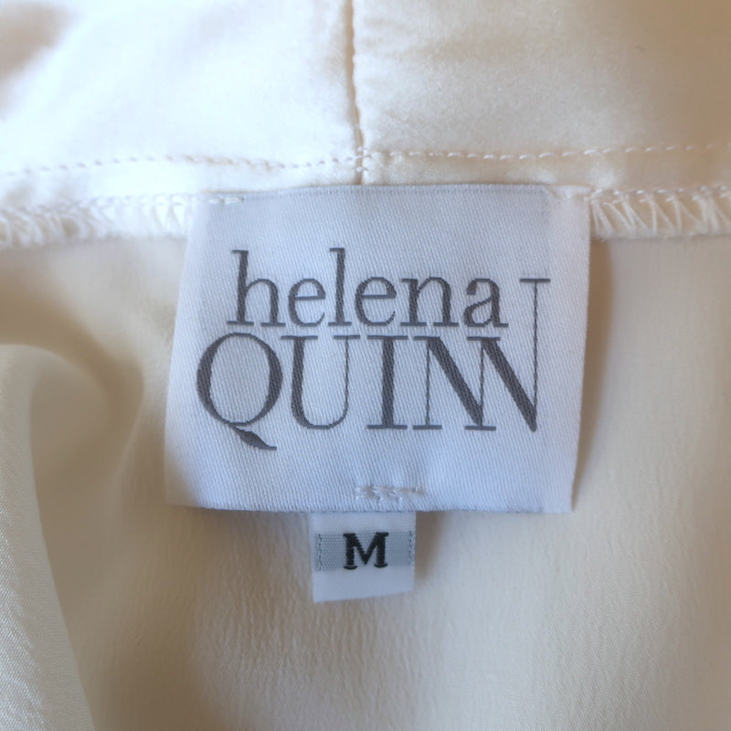 Helena Quinn Short Robe White Silk Charmeuse Size Medium