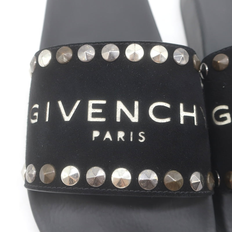 Givenchy Studded Suede Pool Slide Sandals Black Size 39