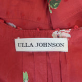 Ulla Johnson Clementine Tiered Midi Dress Red Floral Print Swiss Dot Size 2