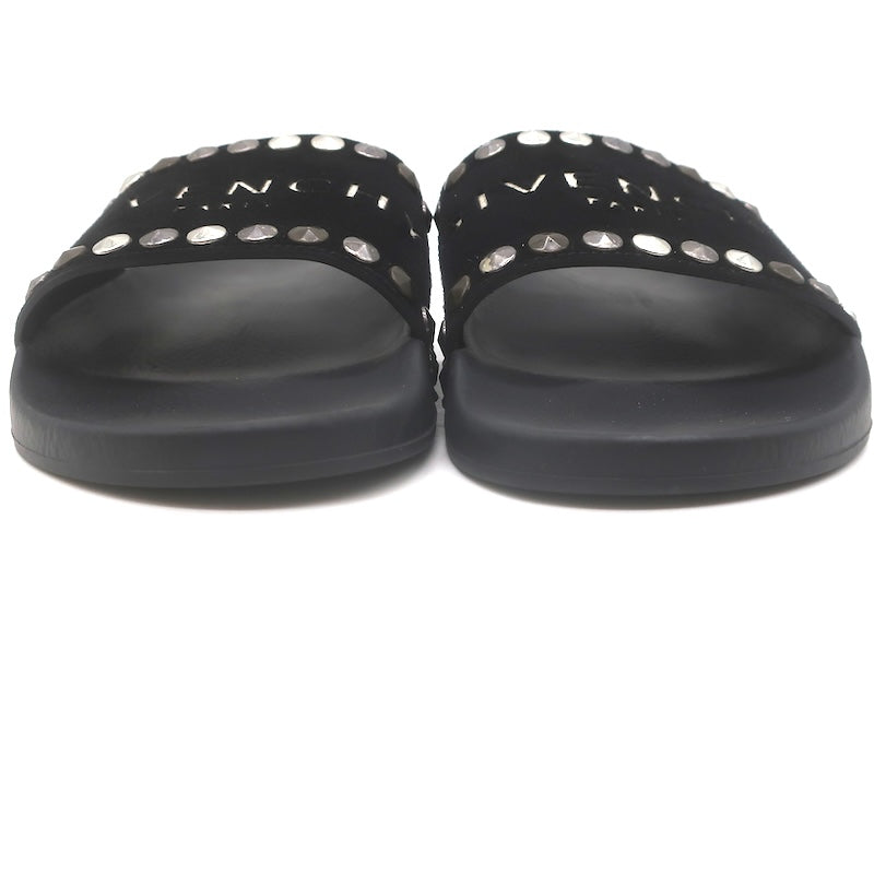 Givenchy Studded Suede Pool Slide Sandals Black Size 39