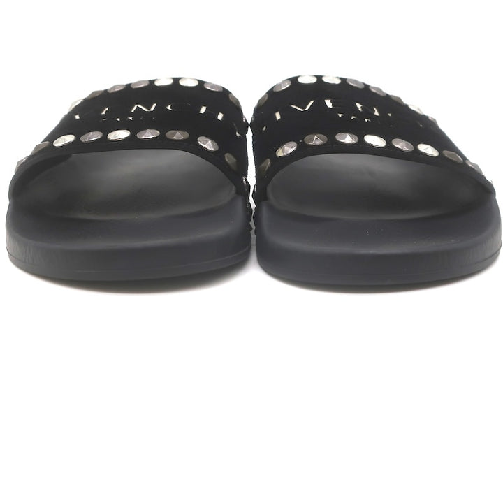 Givenchy Studded Suede Pool Slide Sandals Black Size 39
