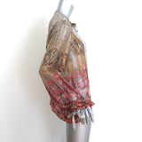 Etro Mixed Print Blouse Floral & Paisley Chiffon Size 42 Long Sleeve Top
