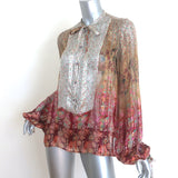 Etro Mixed Print Blouse Floral & Paisley Chiffon Size 42 Long Sleeve Top