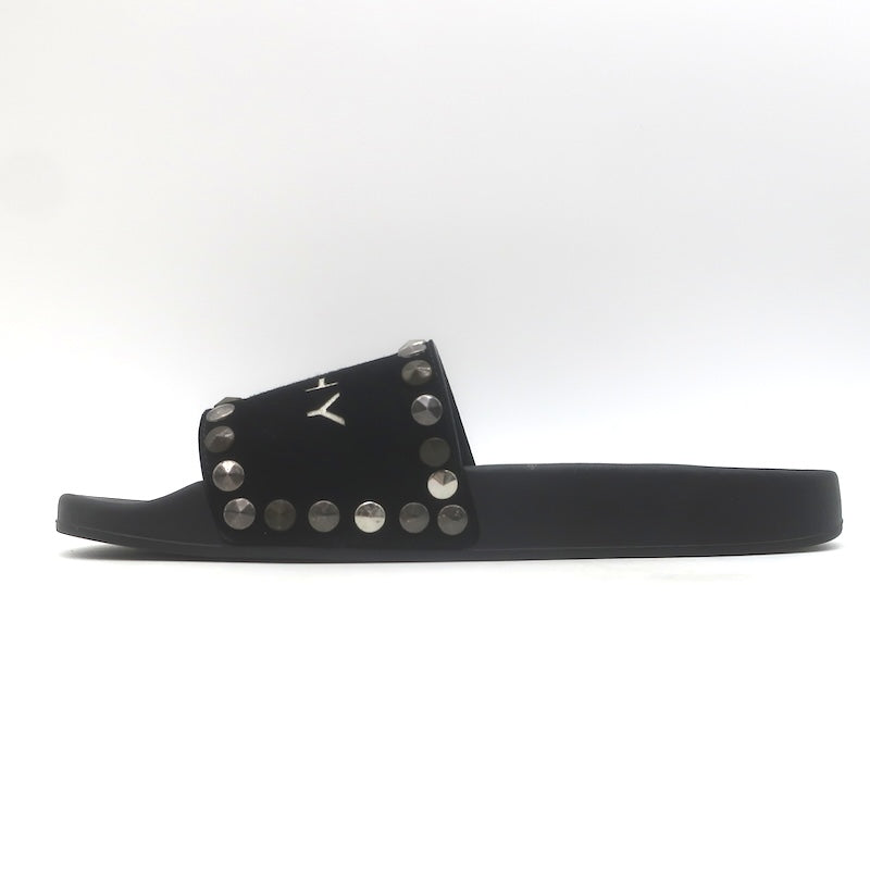 Givenchy Studded Suede Pool Slide Sandals Black Size 39