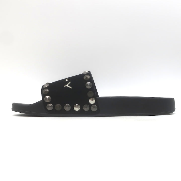 Givenchy Studded Suede Pool Slide Sandals Black Size 39