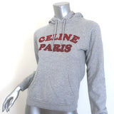 Authentic Celine logo hoodie, heather gray cotton-cashmere, pre-owned extra-small, gently worn luxury staple