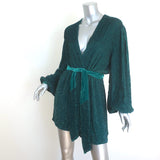 Retrofete Gabrielle Sequin Robe Dress Emerald Size Small Long Sleeve Mini NEW
