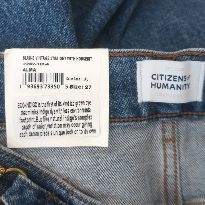 Citizens of Humanity Blaine Horsebit Straight-Leg Jeans Alma Wash Size 27 NEW