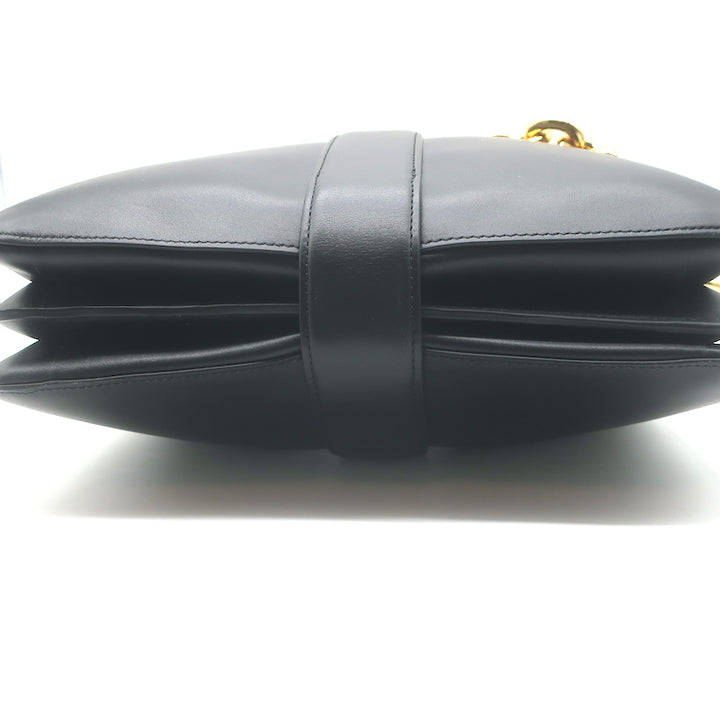 Bottega Veneta Mount Chain-Strap Shoulder Bag Black Leather NEW