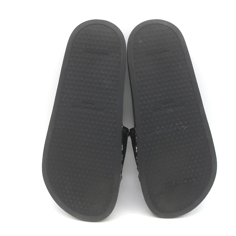 Givenchy Studded Suede Pool Slide Sandals Black Size 39