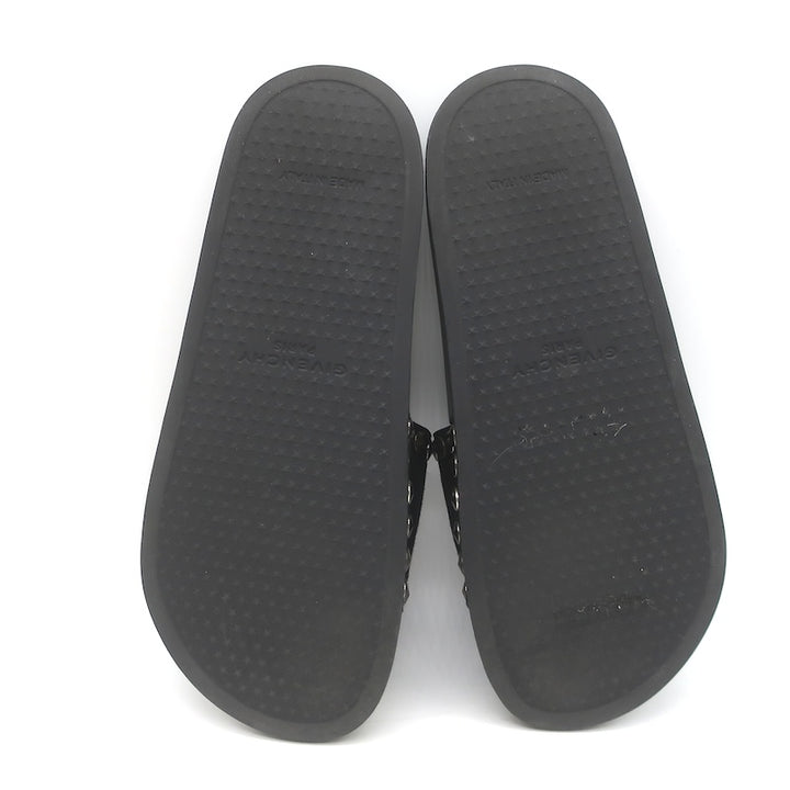 Givenchy Studded Suede Pool Slide Sandals Black Size 39