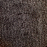 AMI Paris Ami de Coeur Embroidered Cardigan Dark Brown Cashmere-Wool Size Medium