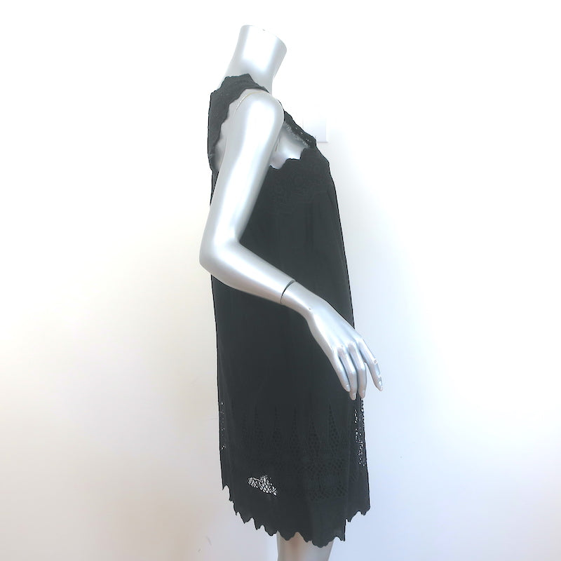 Ulla Johnson Nell Sleeveless Dress Black Embroidered Cotton Size 2