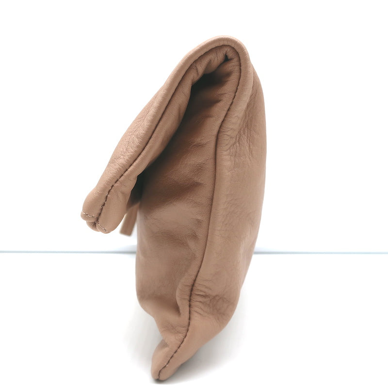 Clare V. Foldover Clutch Bag Beige Leather – Celebrity Owned