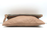Clare V. Foldover Clutch Bag Beige Leather