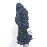 Realisation Par Alexandra Wrap Dress Navy Star Print Ruffled Silk Size Large