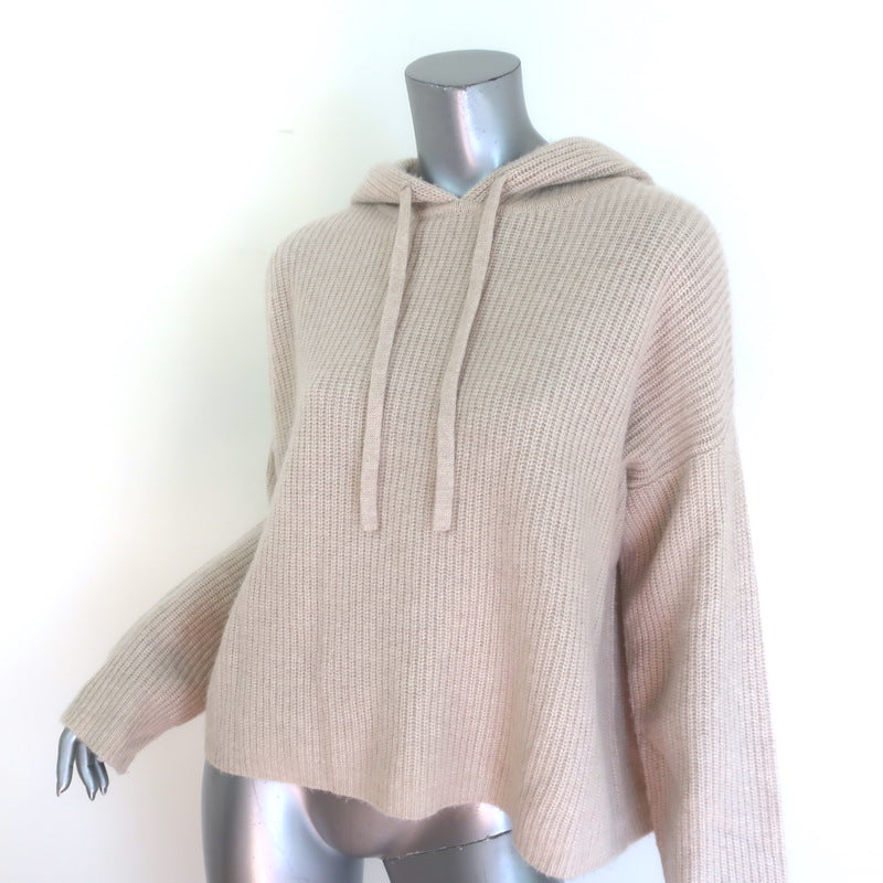 Jenni Kayne Cashmere Fisherman Hoodie Sweater Oatmeal Size Small